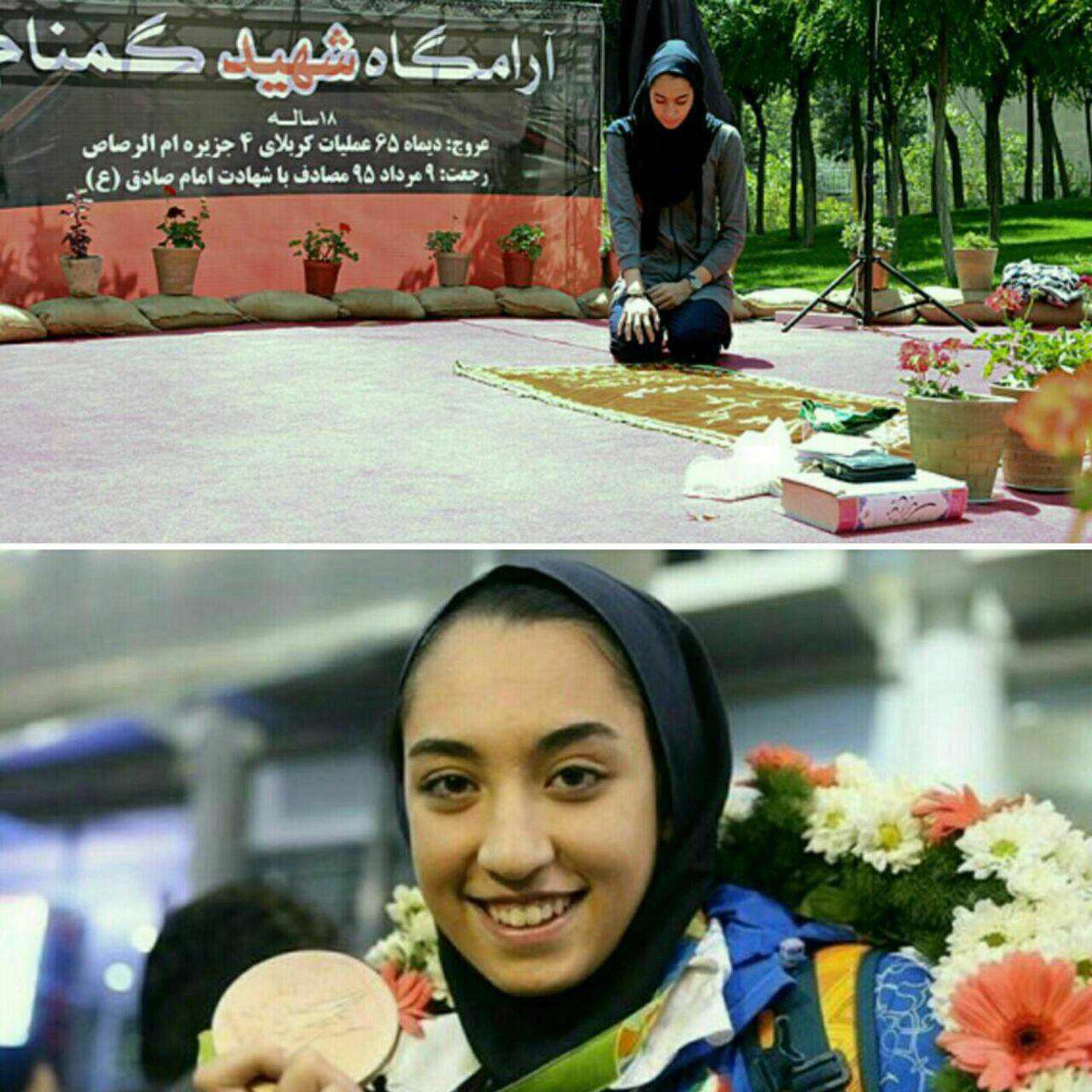 کیمیا علیزاده، مدال خود را به شهید گمنام ۱۸ ساله‌ای که در فدراسیون تکواندو آرام گرفته است، تقدیم کرد
